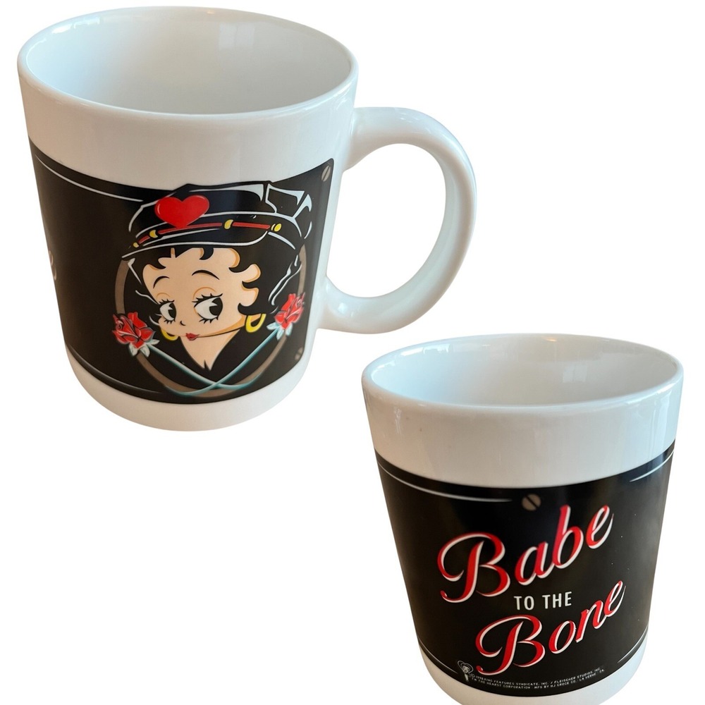 Vintage 1996 Betty Boop Ceramic Coffee Mug Babe To The Bone Biker Motorcycle Cup